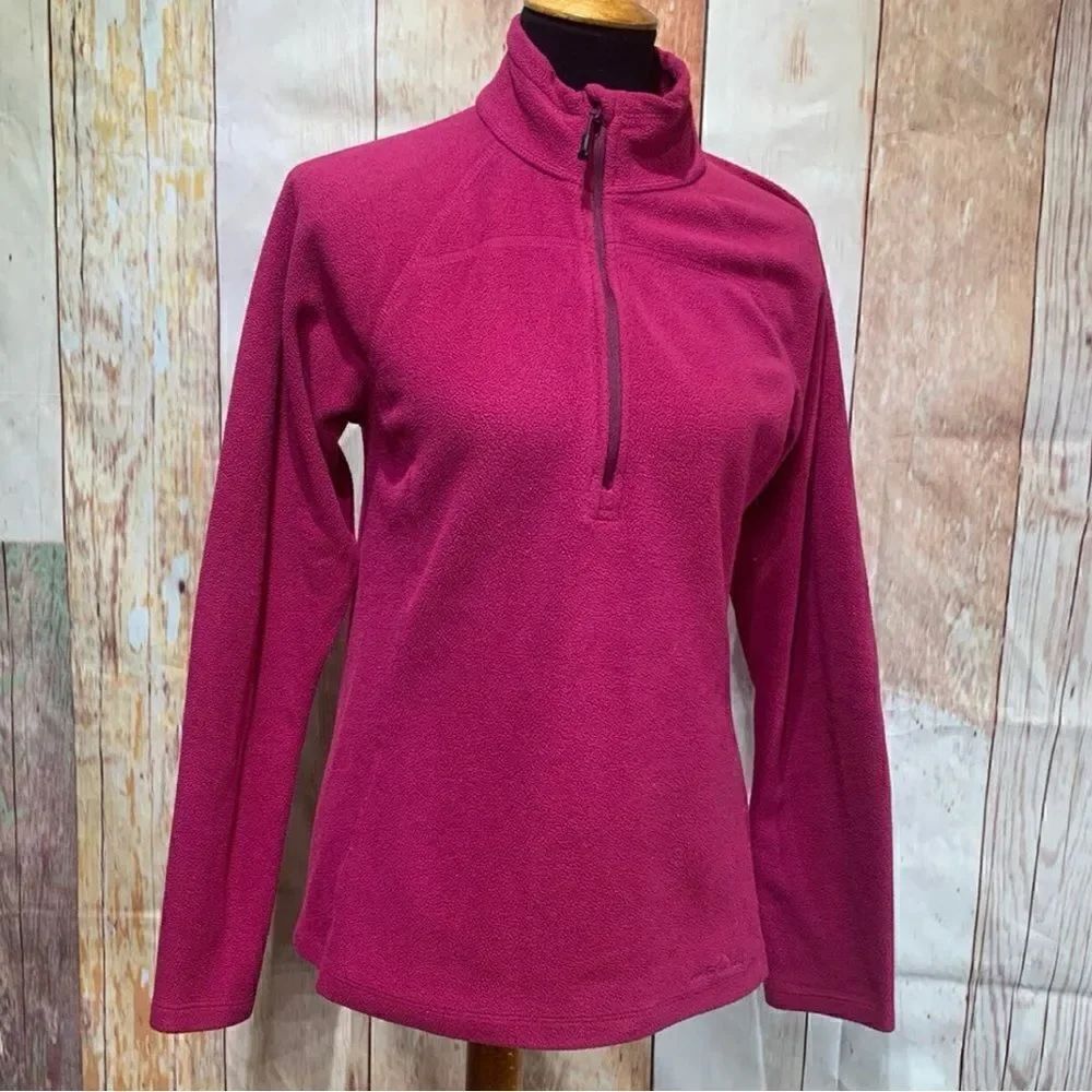 Eddie Bauer pink Womens fleece front 3/4 zipper jacket sweatshirt size Large